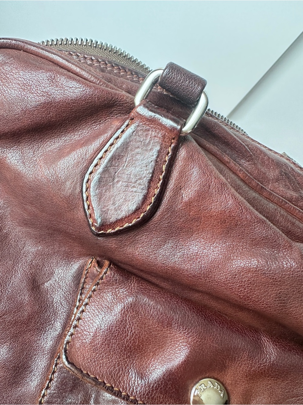 Prada Vintage Washed Leather Top-handle Bag - Picture 4 of 8